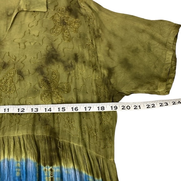 Boutique Olive Moss Green Tie Dye Maxi Dress - Picture 7 of 10